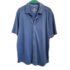Tommy Bahama Blue Jersey Tencel Polyester Blend Shirt Mens Medium